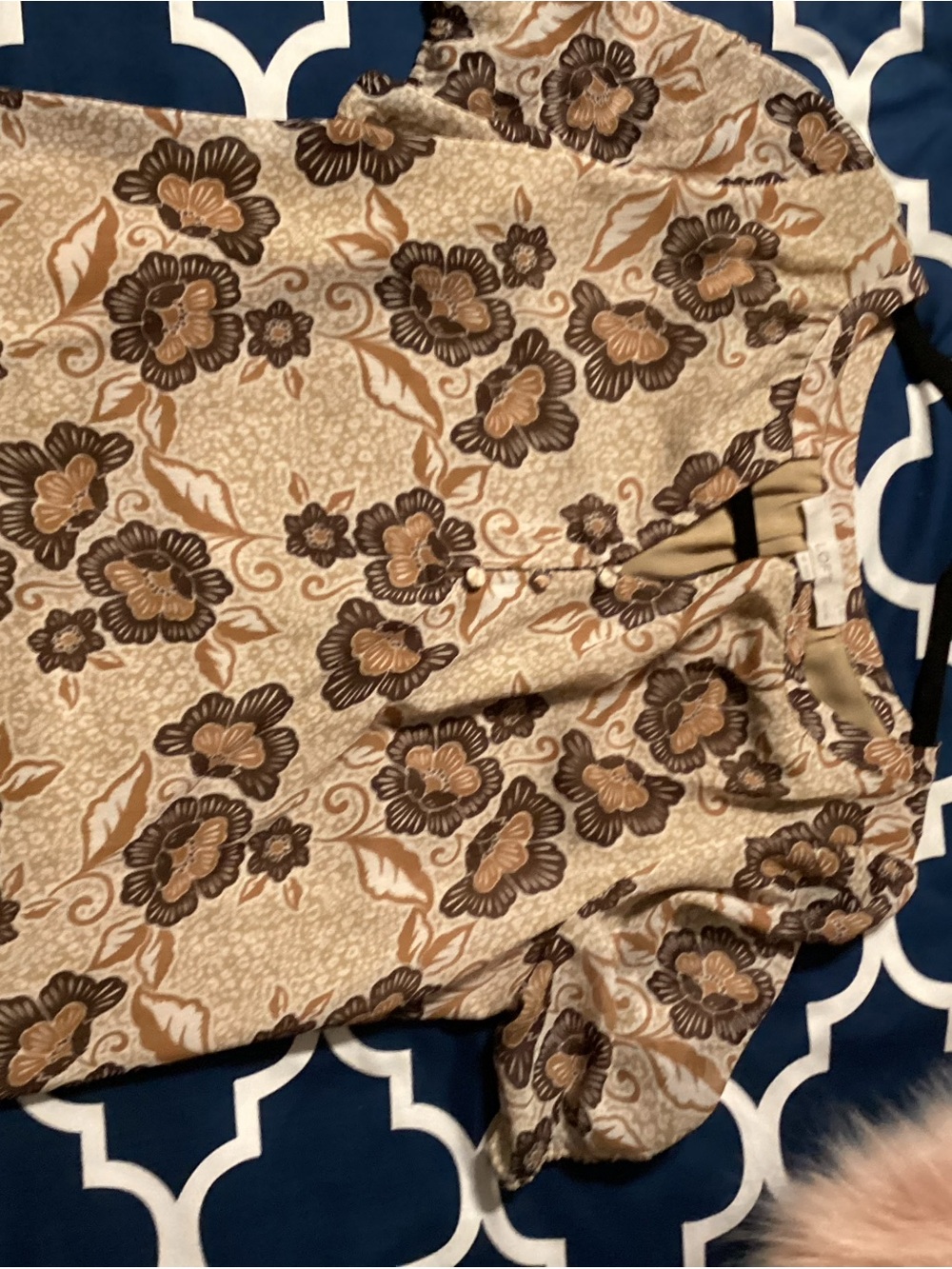 LOFT Floral Blouse Brown & Cream Medium Like New